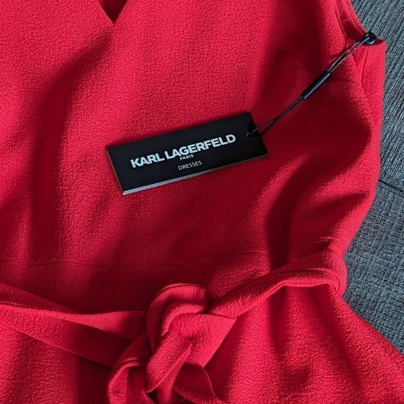 Karl Lagerfeld Red Belted Jumpsuit // Wide Leg & Cropped // Size 6 // NWT - Picture 6 of 7